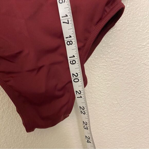 WEISSMAN Elite Dance Costume Burgundy red romper leotard jumper shirt MT11080 LC - Picture 4 of 9